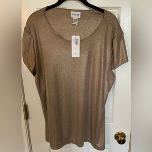 NWT Chico’s Holiday Gold Liquid Shimmer Lined Tee Size 3